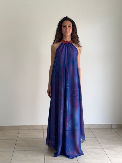 Abito Lungo "Silki" in Satin e Chiffon di Seta – Collezione Emozionismo Riflessivo